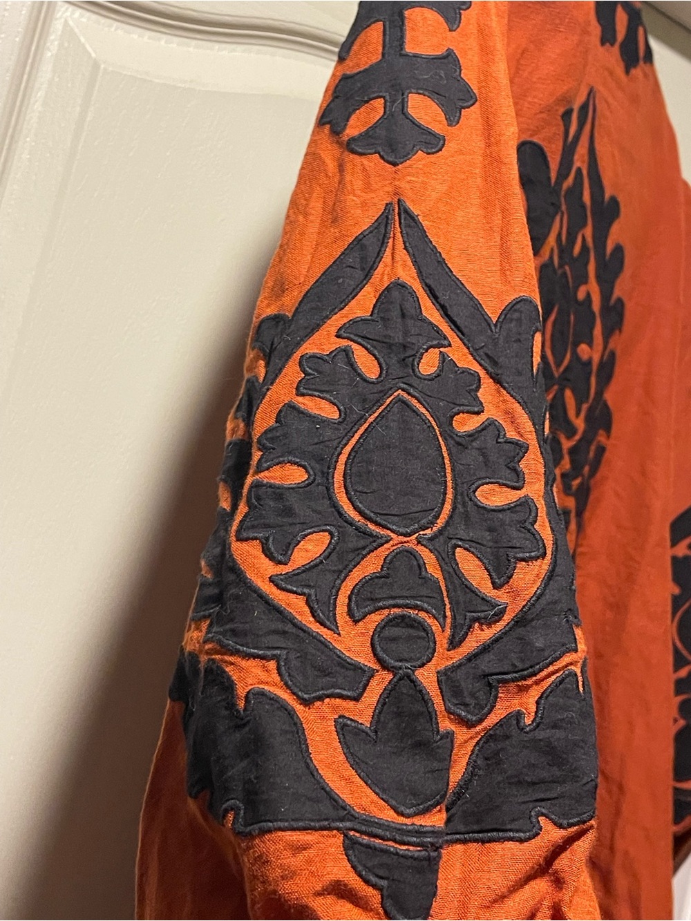 Chico’s Linen Blend Applique Jacket, Rust/Black, Size XL, GUC - Picture 9 of 9